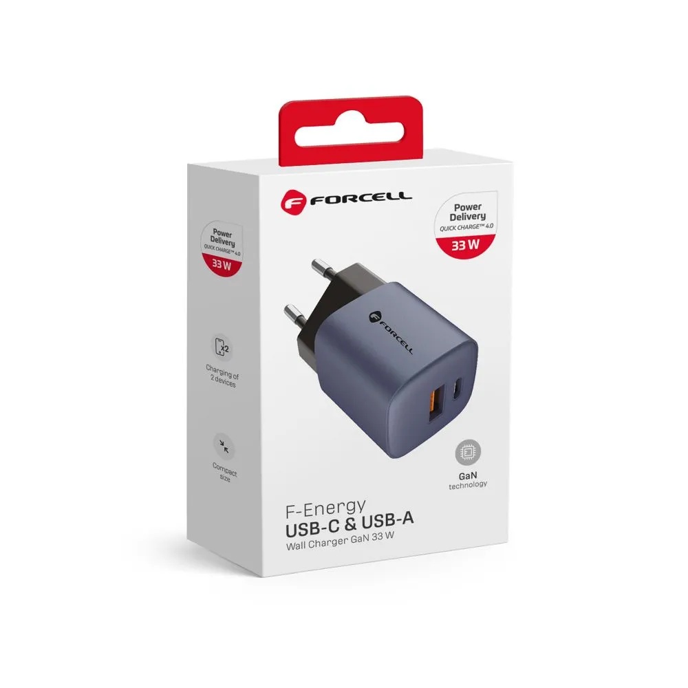 Forcell zidni adapter USB+USB C 33W