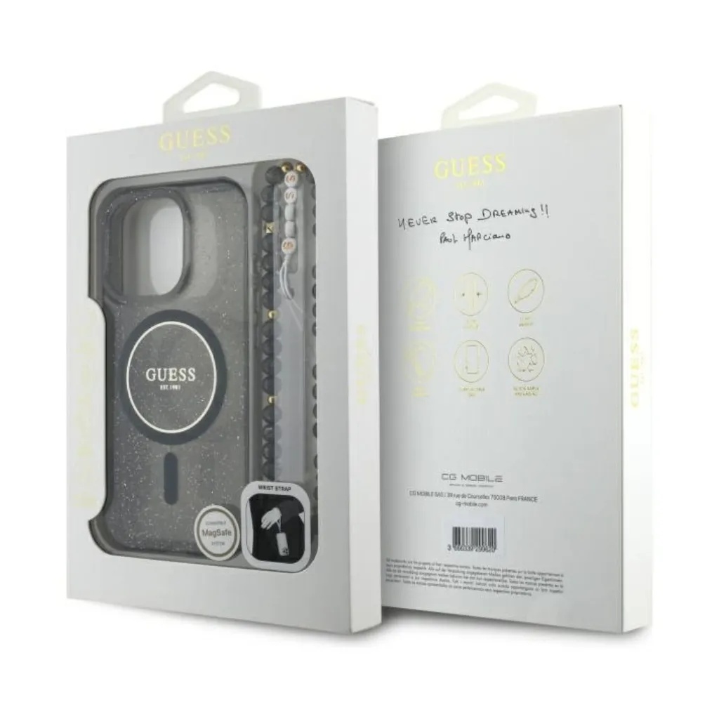 Guess maska MagSafe Glitter Beads Strap (iPhone 16 Pro, crno)_5.webp