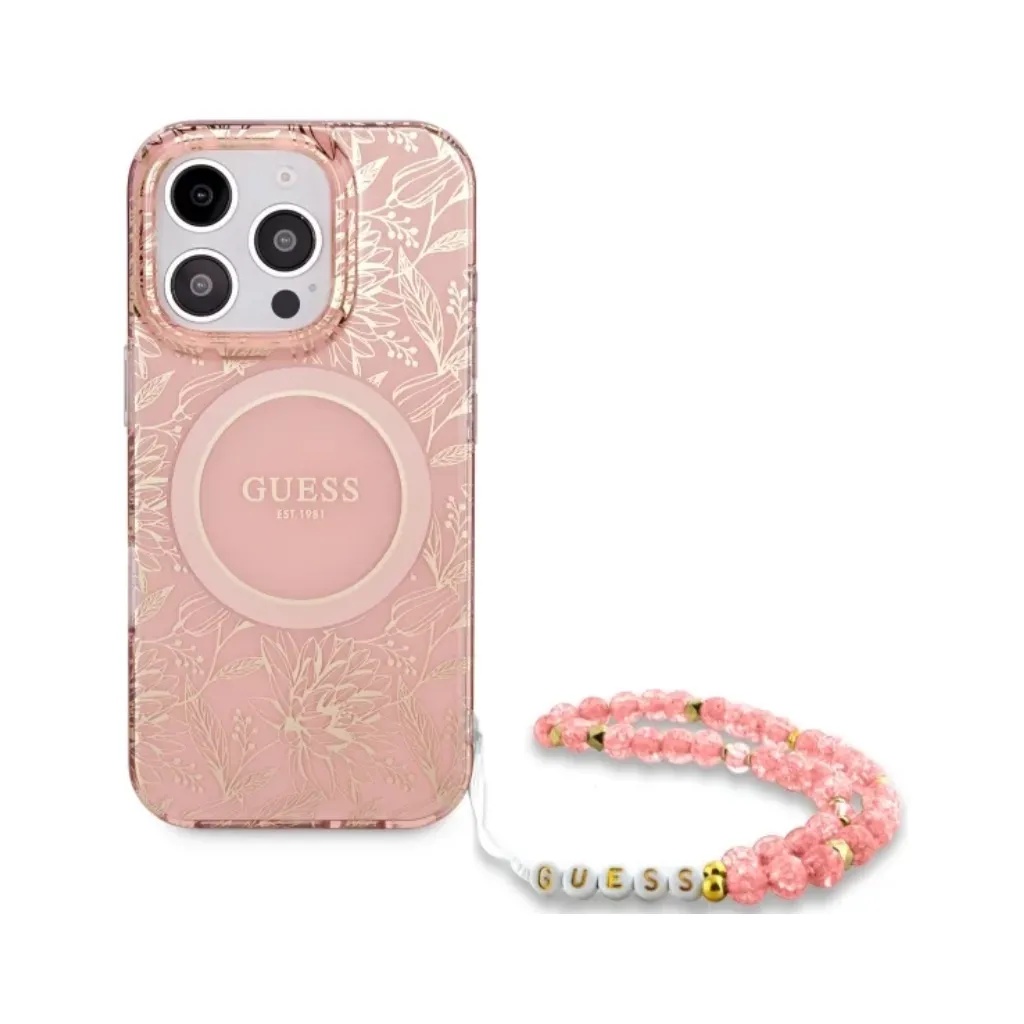 Guess maska MagSafe Electroplated Flowers Beads Strap_02.webp