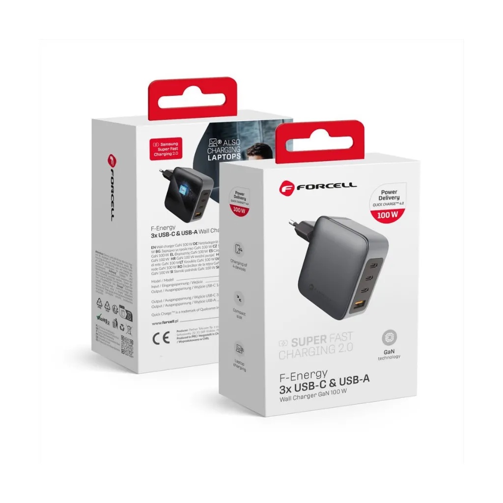 Forcell zidni adapter USB+3x USB C 100W
