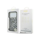 Guess maska MagSafe Leopard Glitter Triangle Logo