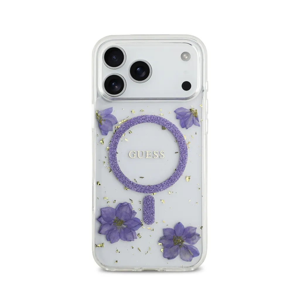 Guess maska MagSafe Resin Flowers & Glitter