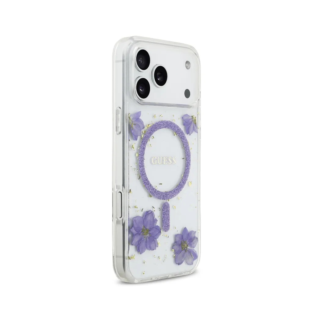 Guess maska MagSafe Resin Flowers & Glitter