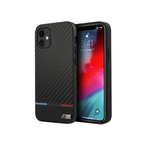 BMW Phone Case Carbon Tricolour Line (iPhone 12 Mini, black)