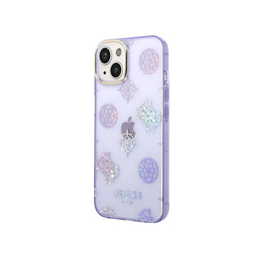 Guess maska Peony Glitter Electroplated Camera (iPhone 14 Plus, ljubičasto)
