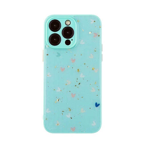 Phone Case Golden Particles Confetti Hearts (iPhone 13 Pro, green)