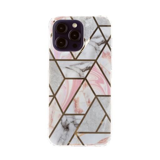 Phone Case Geometric Marble (iPhone 15 Plus, pink)