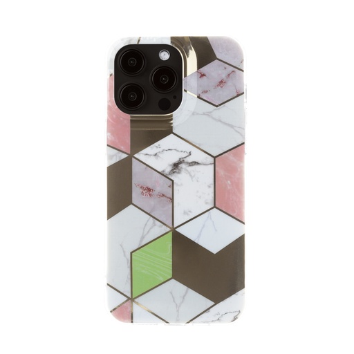 Phone Case Geometric Marble (iPhone 15, purple/green)