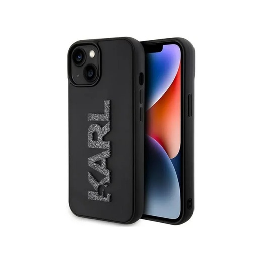 Karl Lagerfeld Phone Case 3D Rubber Glitter Logo (iPhone 15 Plus, black)