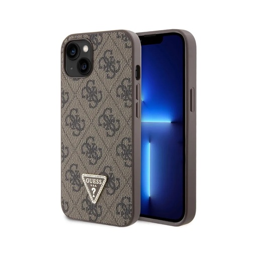 Guess maska 4G Pattern Metal Logo Strass (iPhone 15 Plus, smeđe)