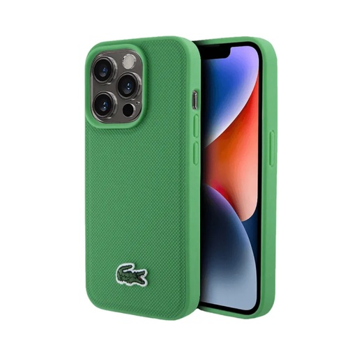 Lacoste Phone Case MagSafe Woven Petit Logo (iPhone 15 Pro, green)