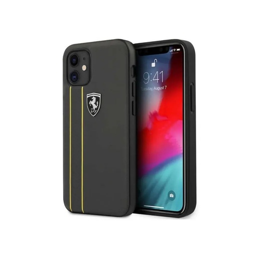 Ferrari maska Genuine Leather Tire Marks (iPhone 12 Mini, tamno sivo)