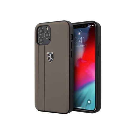 Ferrari Phone Case Genuine Leather Tire Marks (iPhone 12 Pro Max, brown)