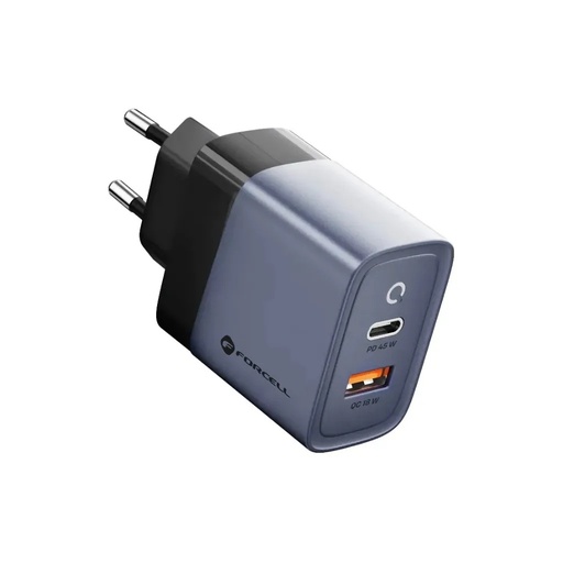 Forcell zidni adapter USB+2x USB C 65W (sivo)