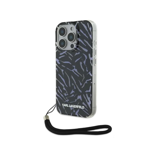 Karl Lagerfeld maska Zebra Wrist Cord (iPhone 16 Pro, ljubičasto)