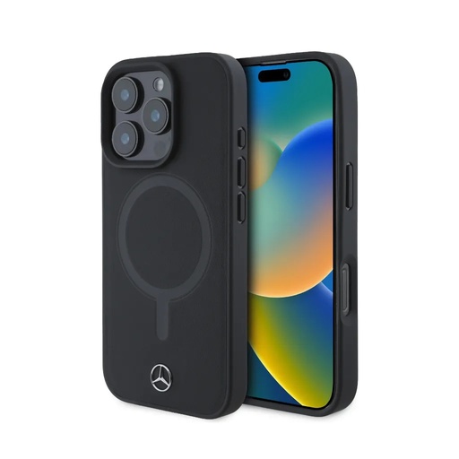 Mercedes-Benz maska MagSafe Smooth Leather (iPhone 16 Pro Max, crno)