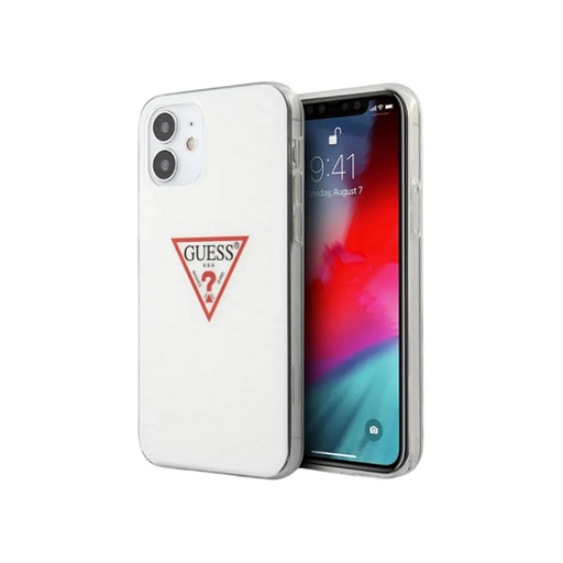 Guess Phone Case Red Triangle Logo (iPhone 12 Mini, white)