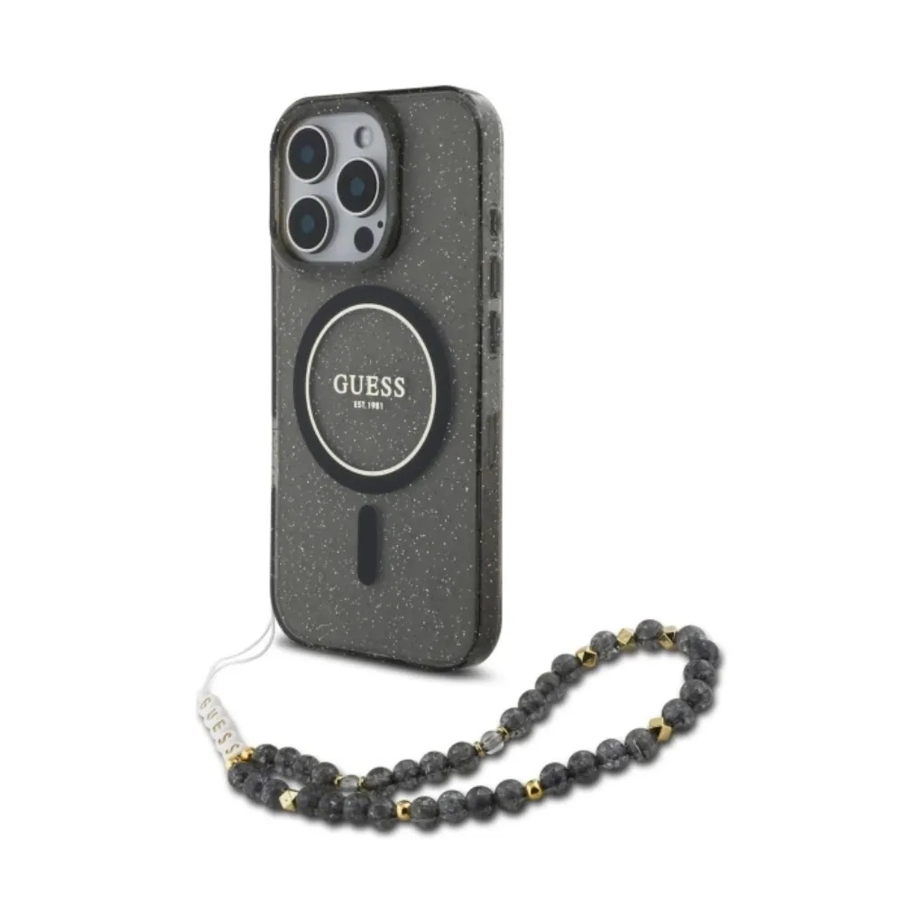 Guess Phone Case MagSafe Glitter Beads Strap