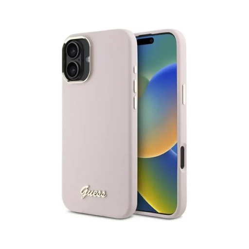 Guess maska Script Logo Camera Frame Liquid (iPhone 16, ružičasto)