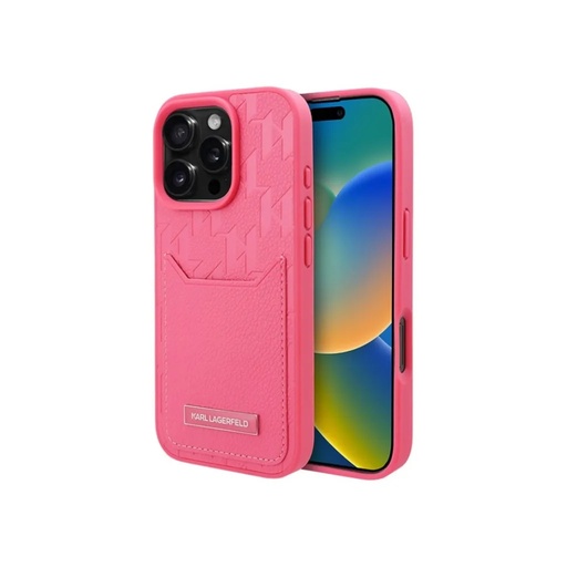 Karl Lagerfeld Phone Case Hot Stamped Monogram Cardslot (iPhone 16 Pro, pink)
