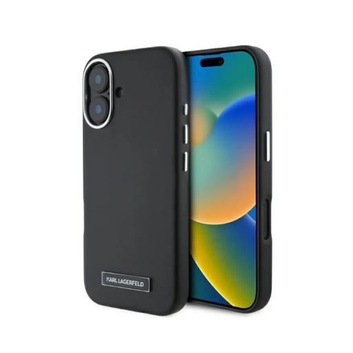 Karl Lagerfeld maska Resin Metal Plate MagSafe (iPhone 16 Pro, crno)