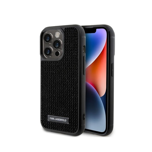 Karl Lagerfeld Phone Case Metal Logo Rhinestone (iPhone 16, silver)