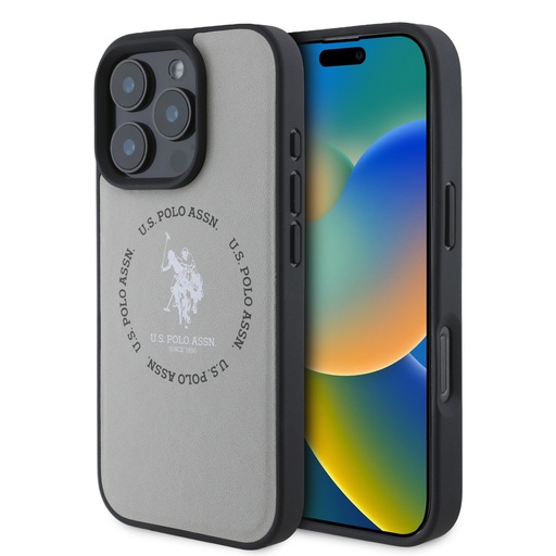 U.S. Polo Assn. Phone Case MagSafe Round Horse Logo (iPhone 16 Pro, beige)