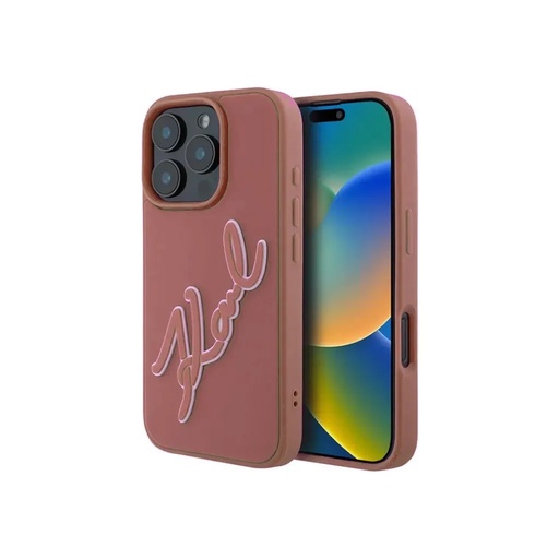 Karl Lagerfeld maska 3D Rubber Bicolour Signature (iPhone 16, smeđe)