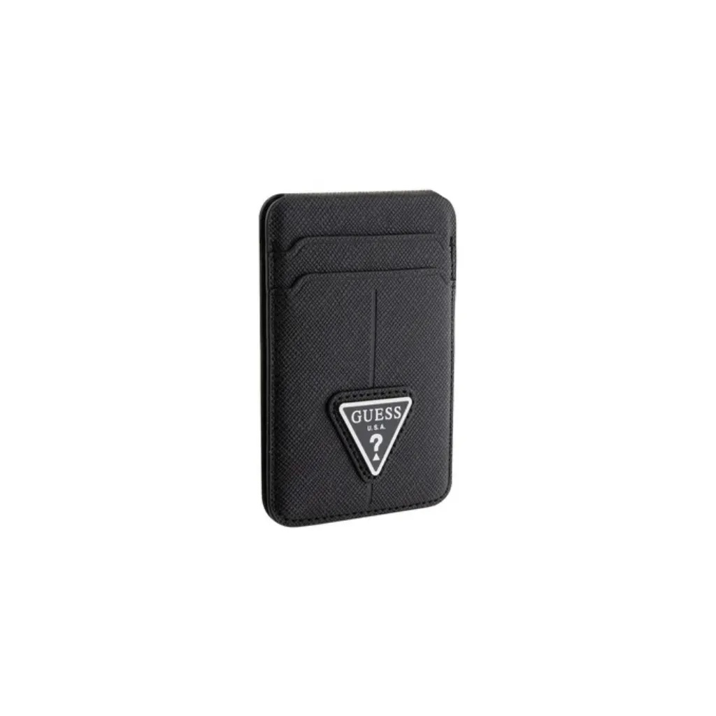 Guess Card Holder MagSafe Grained Leather Triangle Logo