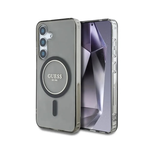Guess Phone Case MagSafe Glitter Ring Classic Logo (Samsung S25, black)