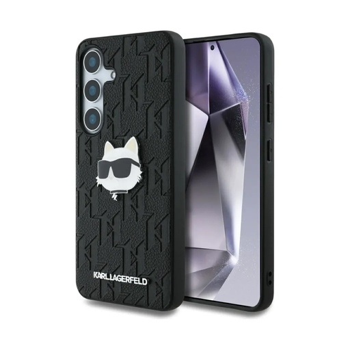 Karl Lagerfeld Phone Case Monogram Choupette Head Pin (Samsung S25 Ultra, black)