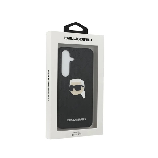 Karl Lagerfeld Phone Case Monogram Karl Head Pin (Samsung S25 Ultra, black)