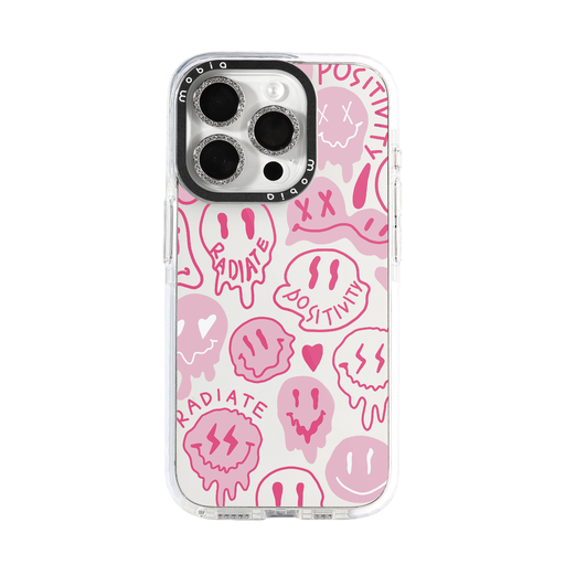 Phone Case Pattern Pink Smiley (iPhone 16 Pro Max, transparent)