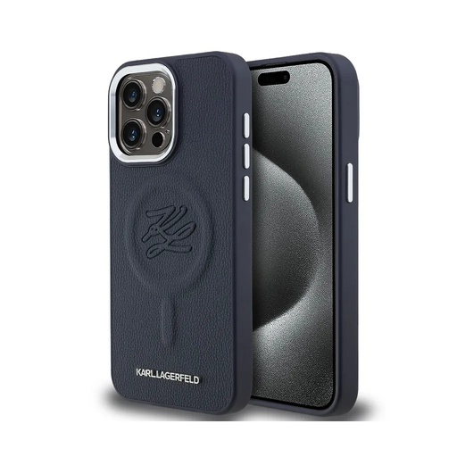 Karl Lagerfeld Phone Case Initial Debossed MagSafe (iPhone 16 Pro Max, dark blue)