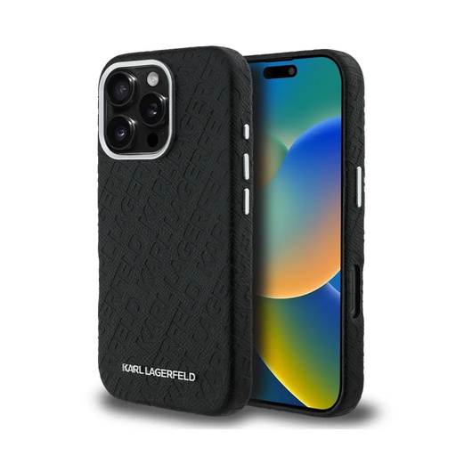 Karl Lagerfeld maska Grained Stamped MagSafe (iPhone 16 Pro Max, crno)