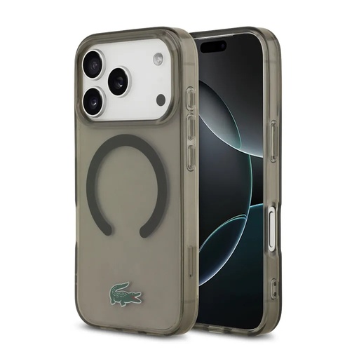 Lacoste Phone Case MagSafe Transparent (iPhone 17 Pro, black)