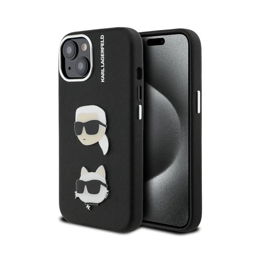 Karl Lagerfeld Phone Case Grained K&C Heads Pin (iPhone 17 Pro, black)