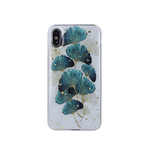 Phone Case Golden Particles Ginkgo Leaves (Samsung A22 4G, blue)