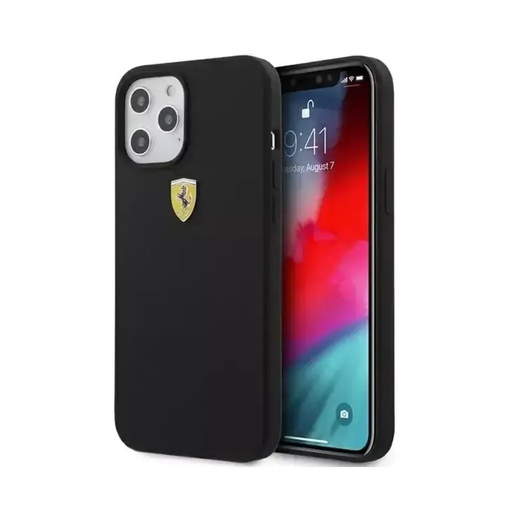 Ferrari Phone Case Metal Logo Liquid (iPhone 12 Pro Max, black)