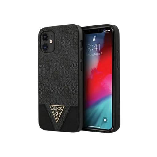 Guess maska Triangle Logo 4G Contrast (iPhone 12 Mini, sivo)