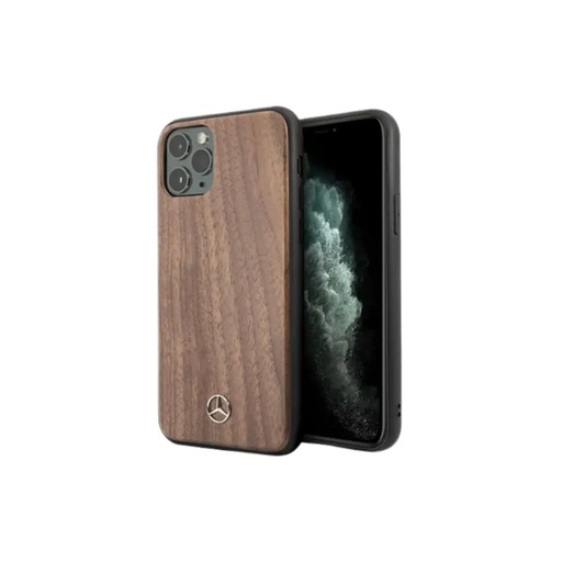 Mercedes-Benz Phone Case Metal Logo Wood (iPhone 12 Pro Max, light brown)