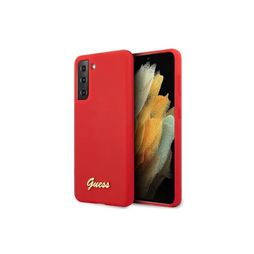 Guess maska Metal Logo Script Liquid (Samsung S21+, crveno)